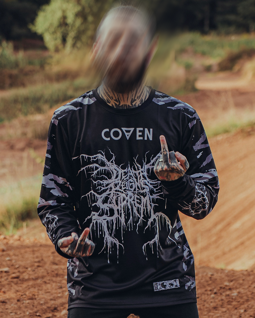 Coven - Motocross Jersey - Tigerstripe black'n'white - Kuro Kabuto Edition