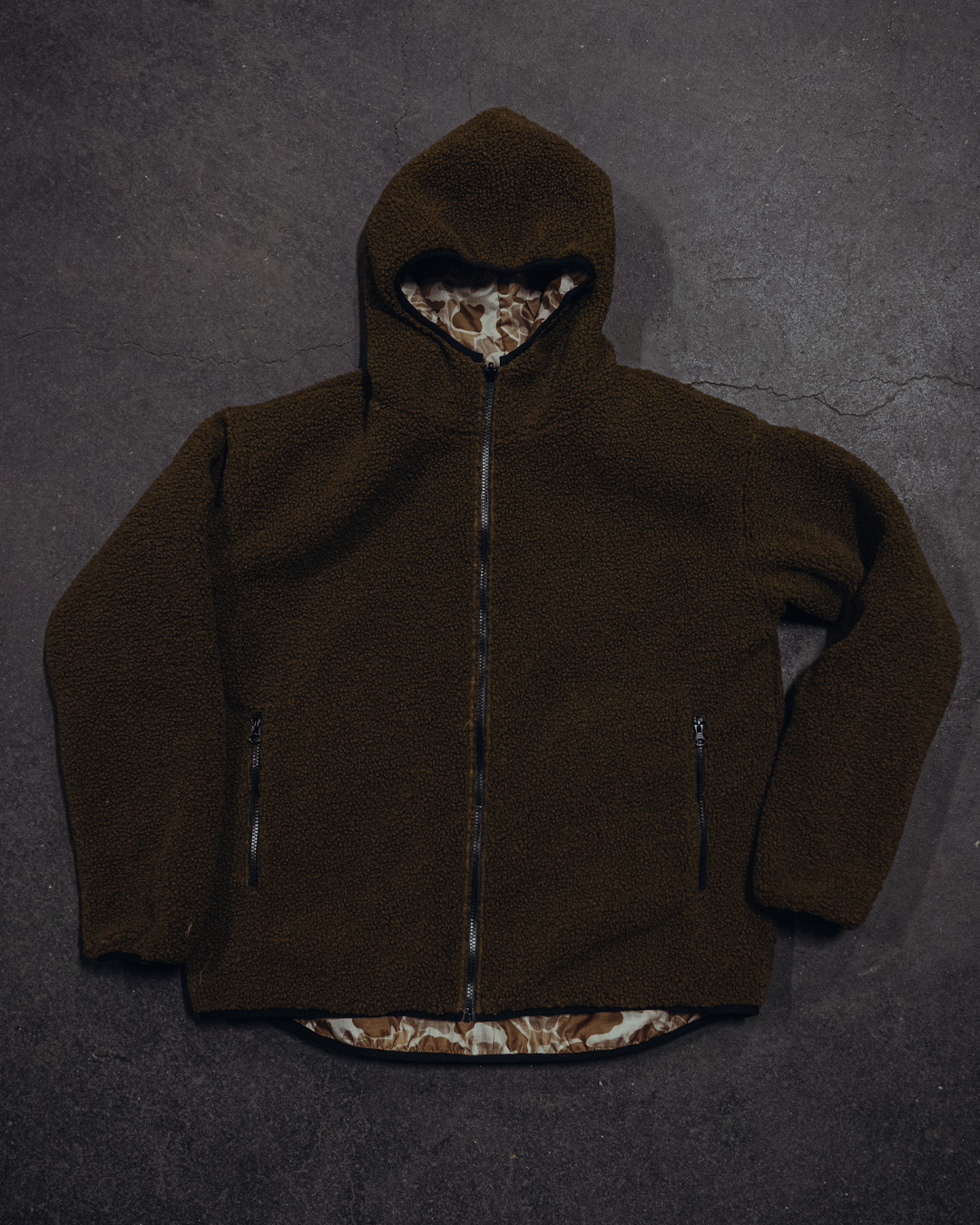 The Sherpie - Woobie / Sherpa Hybrid Jacket - M1942 Frogskin arid / brown