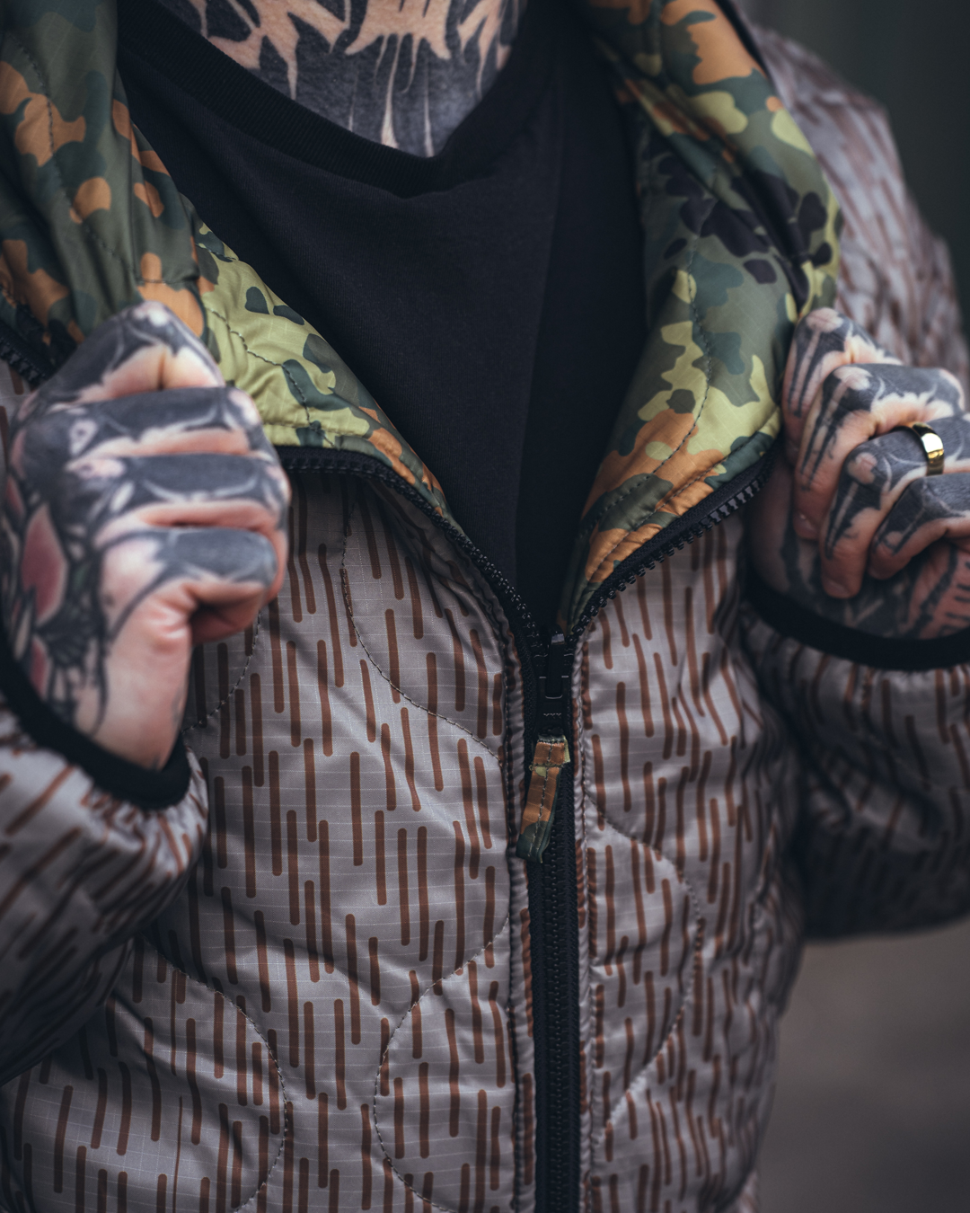 Woobie Jacket V2.0 - flecktarn / Raindrop / EinStrichkeinStrich reversible