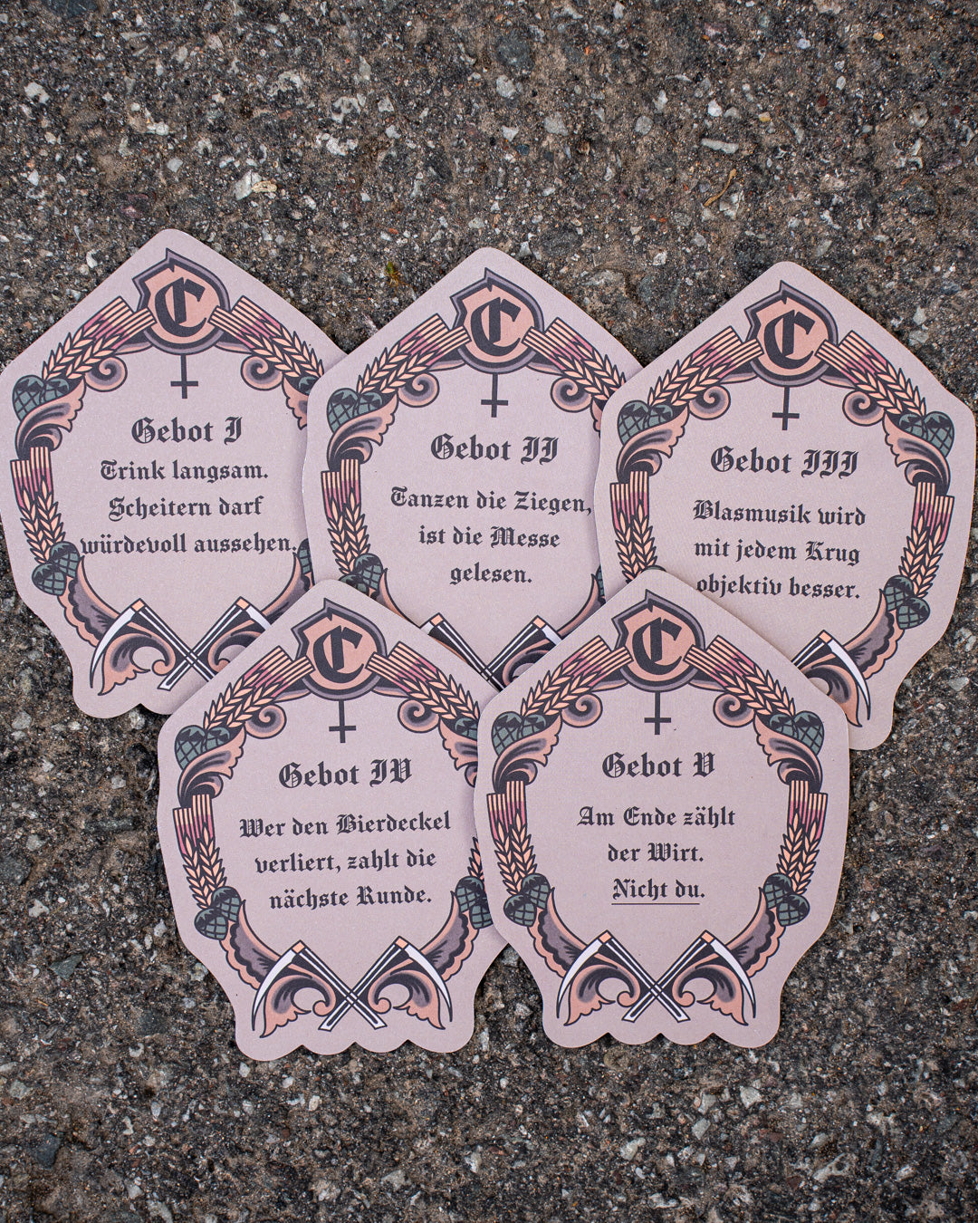Die Fünf Gebote - Bierdeckel Set