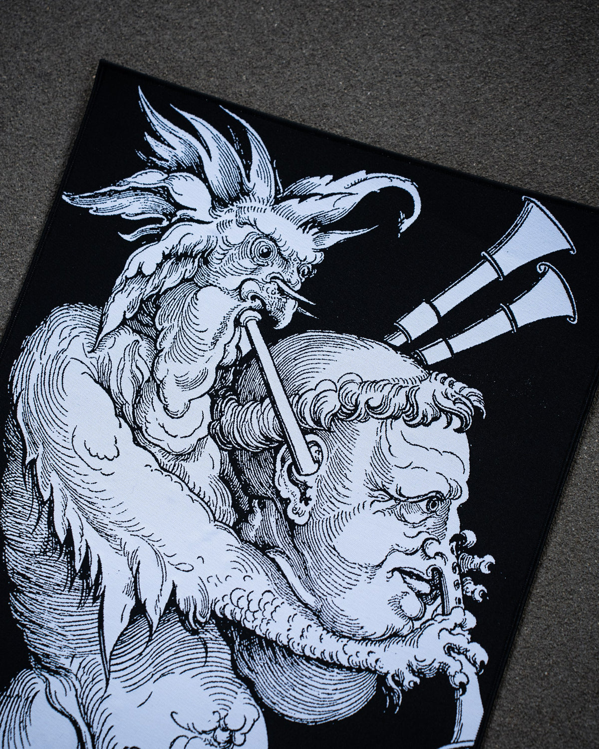 Teufels Dudelsack Backpatch, getragen